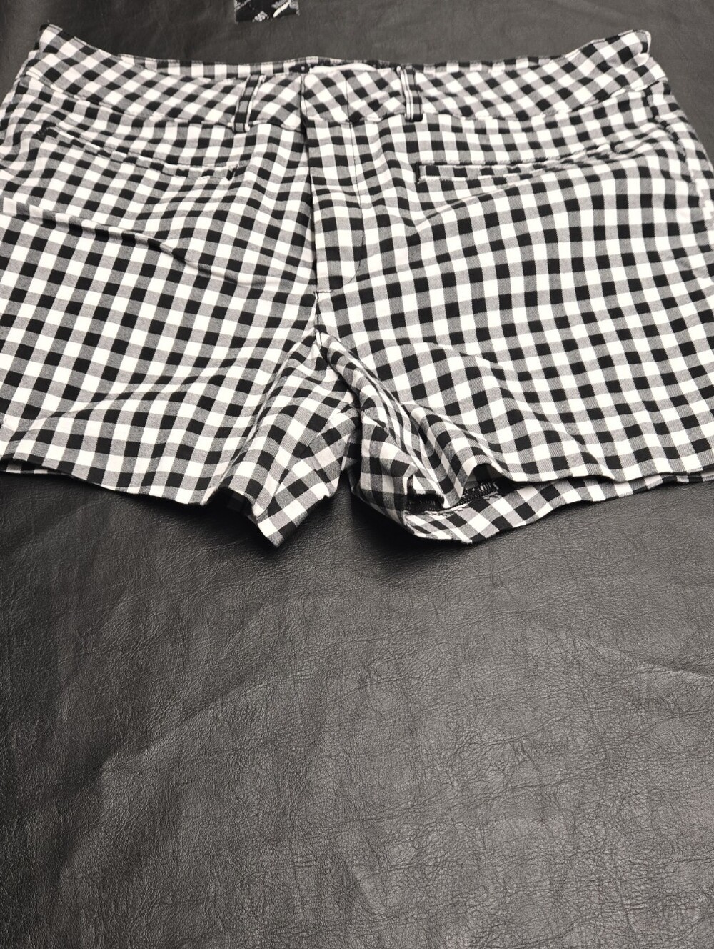 Anthropologie Black and White Gingham Jean Shorts